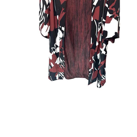 Chico's Brown Black Artsy Satin Boho Bohemian Open Kimono Long Duster Medium - Picture 6 of 11
